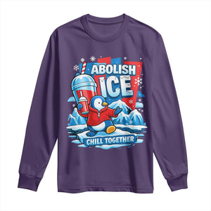 Abolish Ice Long Sleeve Shirt Subtle FDT Penguin Slush Drink Funny Summer Chill Mode TS10 Purple Print Your Wear