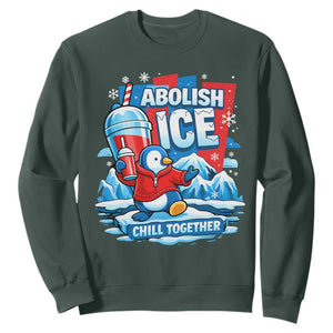 Abolish Ice Sweatshirt Subtle FDT Penguin Slush Drink Funny Summer Chill Mode TS10 Dark Forest Green Print Your Wear