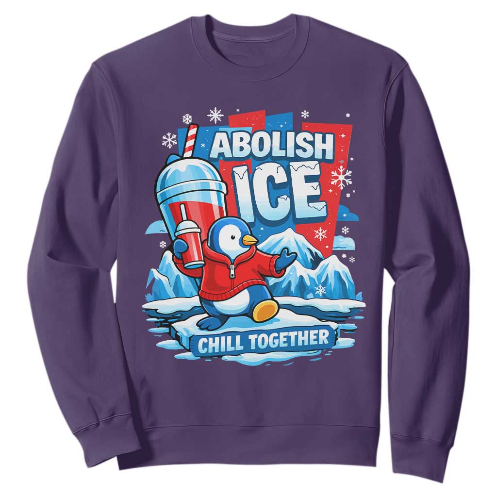 Abolish Ice Sweatshirt Subtle FDT Penguin Slush Drink Funny Summer Chill Mode TS10 Purple Print Your Wear