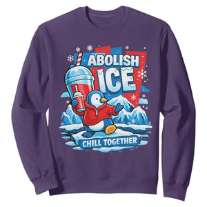 Abolish Ice Sweatshirt Subtle FDT Penguin Slush Drink Funny Summer Chill Mode TS10 Purple Print Your Wear