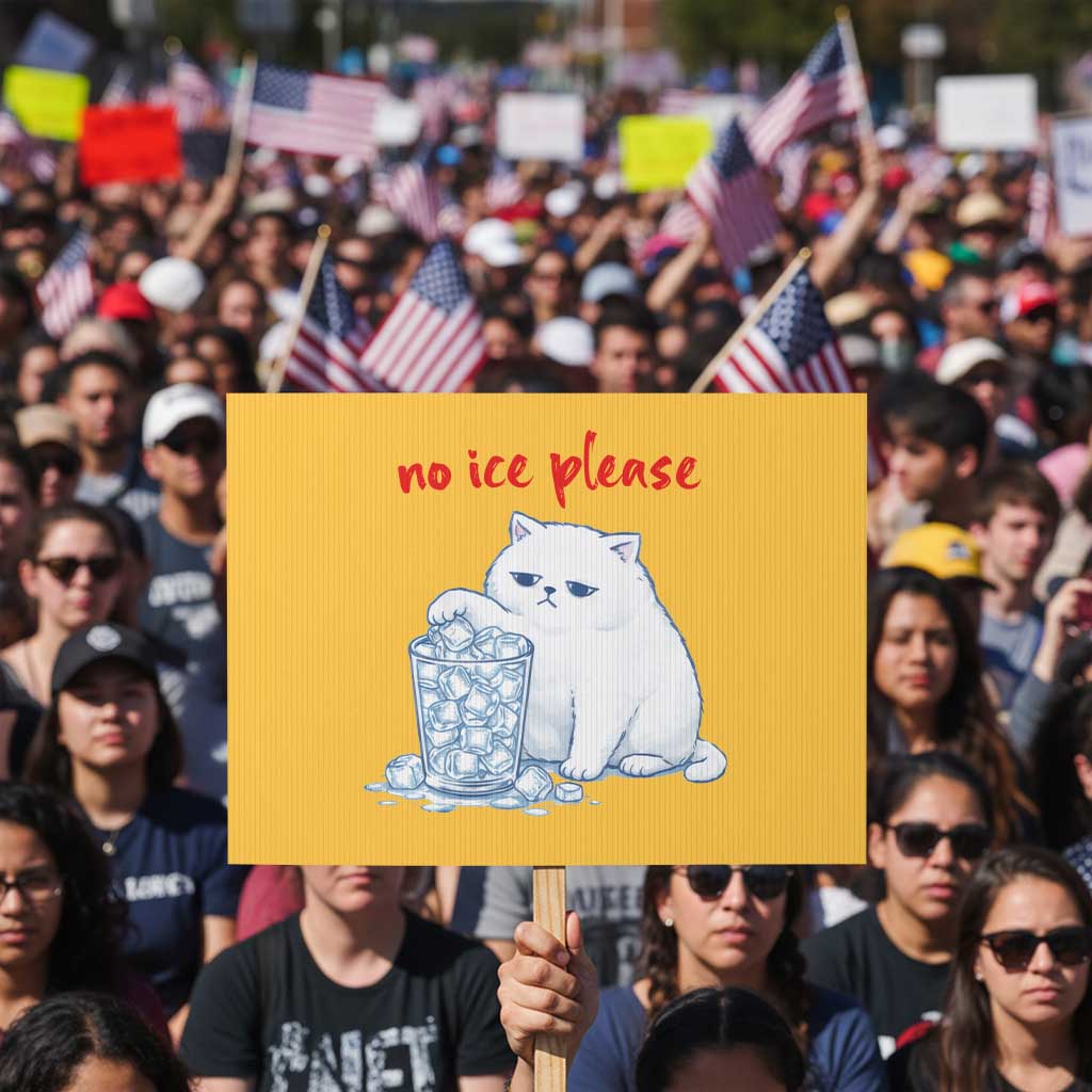 Abolish Ice Protest Protest Sign Subtle FDT Cat Meme No Ice Please TS10 Horizontal 18