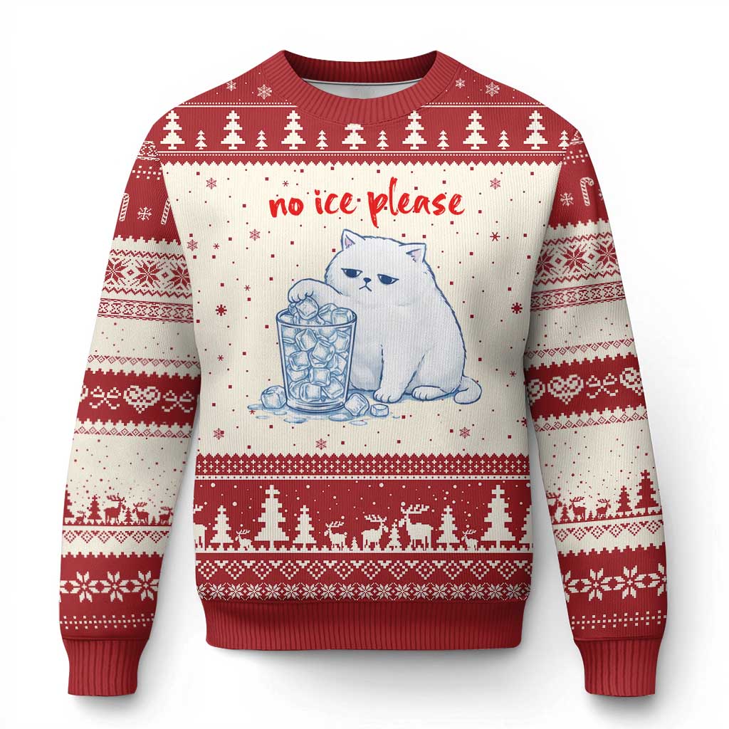 Abolish Ice Protest Ugly Christmas Sweater Subtle FDT Cat Meme No Ice Please TS10 Beige Red Print Your Wear