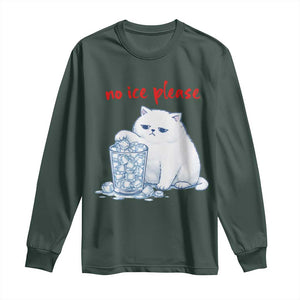 Abolish Ice Protest Long Sleeve Shirt Subtle FDT Cat Meme No Ice Please TS10 Dark Forest Green Print Your Wear