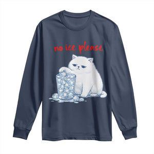 Abolish Ice Protest Long Sleeve Shirt Subtle FDT Cat Meme No Ice Please TS10 Navy Print Your Wear