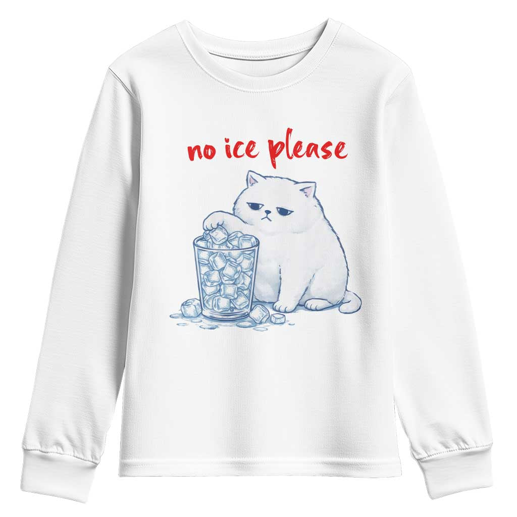 Abolish Ice Protest Youth Sweatshirt Subtle FDT Cat Meme No Ice Please TS10 White Print Your Wear