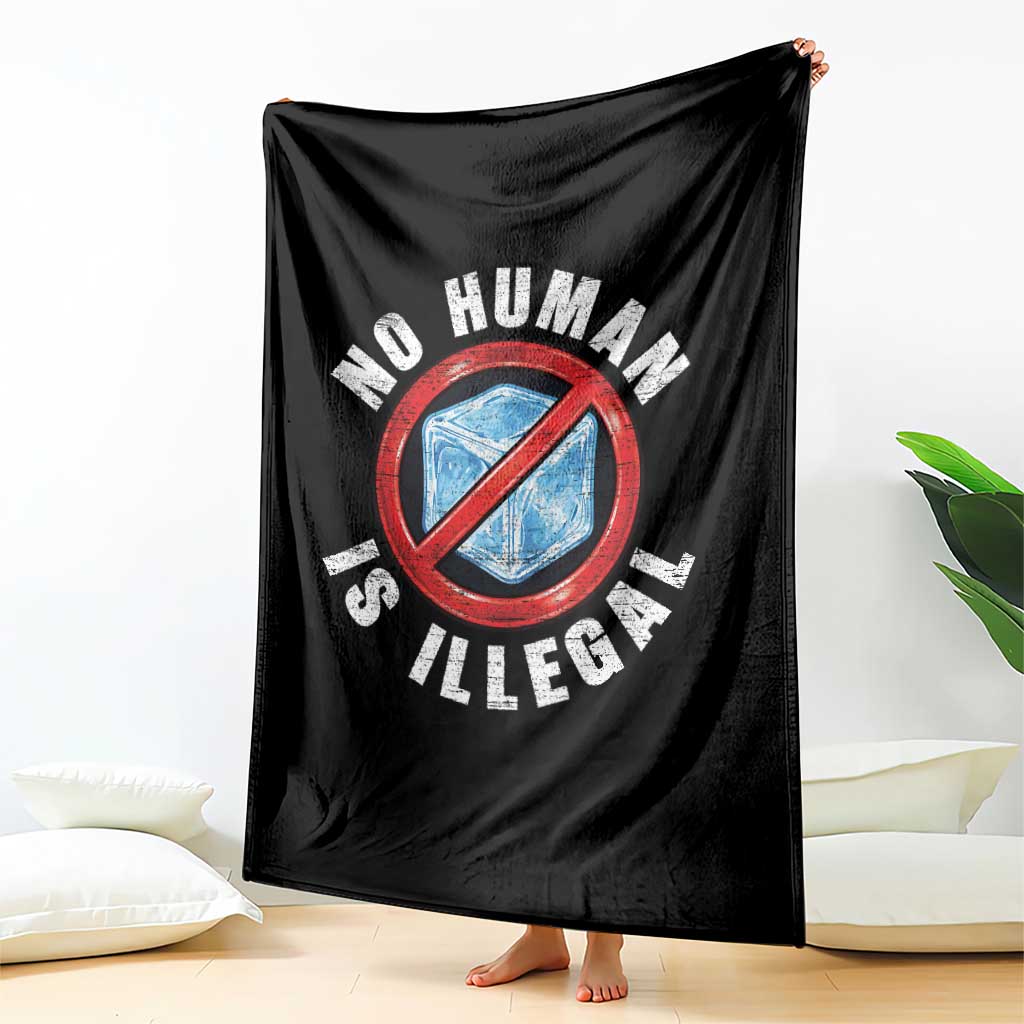 Abolish Ice No Human is Illegal Throw Blanket Retro Protest Subtle FDT TS10 Print Your Wear