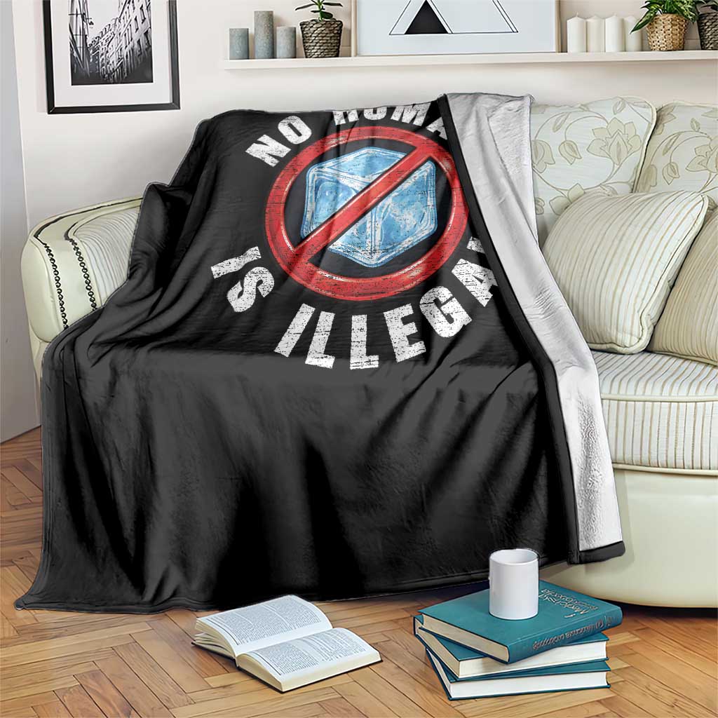 Abolish Ice No Human is Illegal Throw Blanket Retro Protest Subtle FDT TS10 Print Your Wear