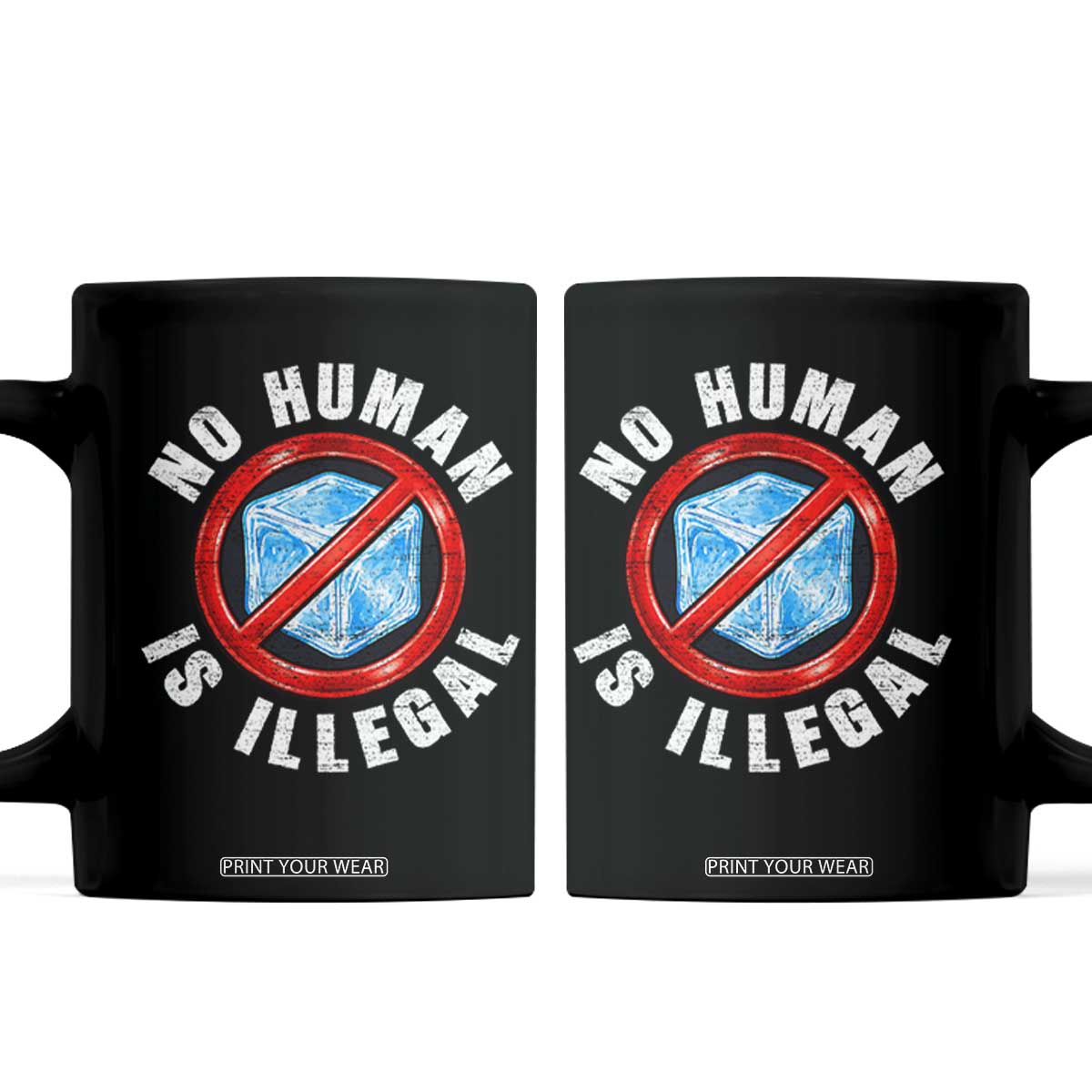 Abolish Ice No Human is Illegal Coffee Mug Retro Protest Subtle FDT TS10 Black Print Your Wear