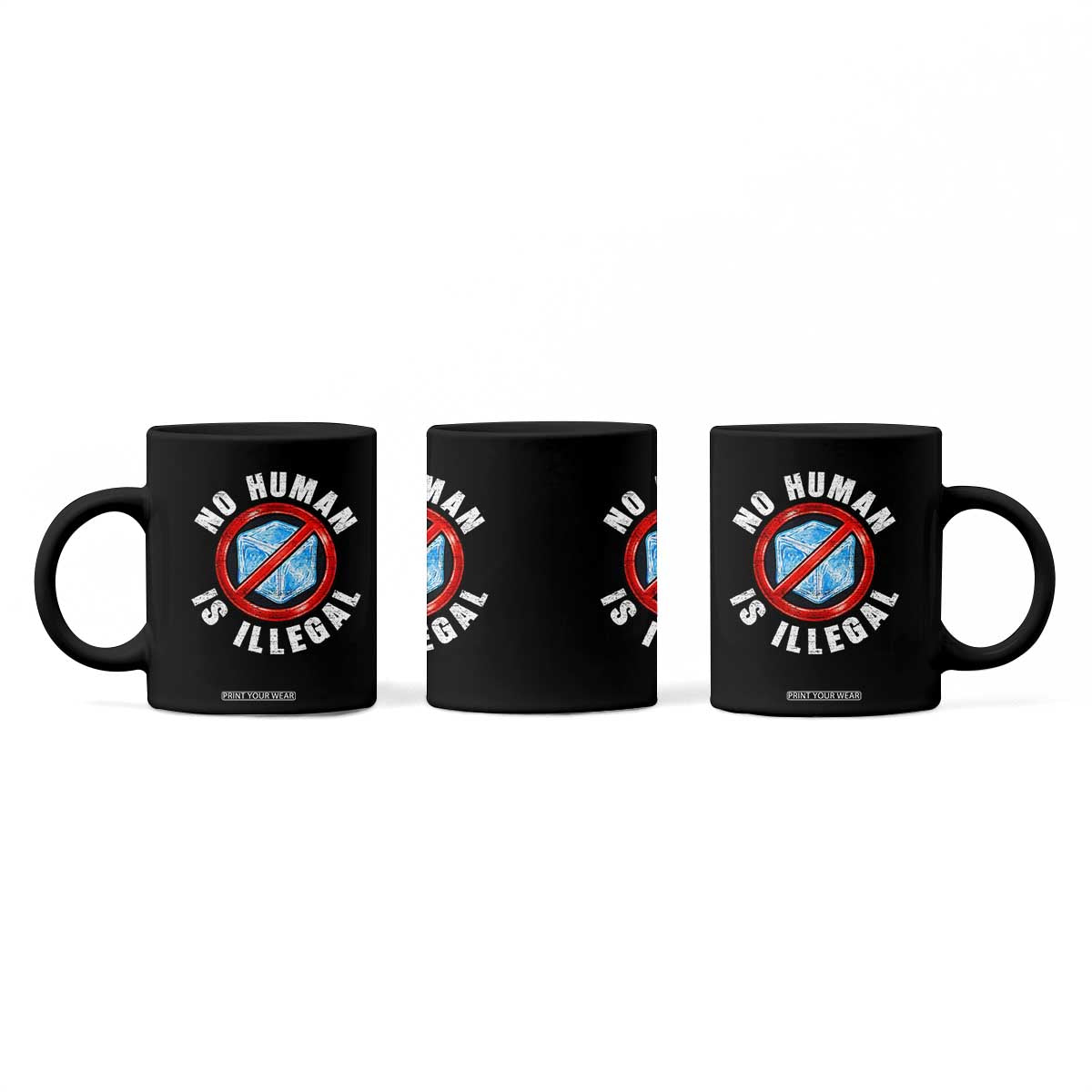 Abolish Ice No Human is Illegal Coffee Mug Retro Protest Subtle FDT TS10 Print Your Wear