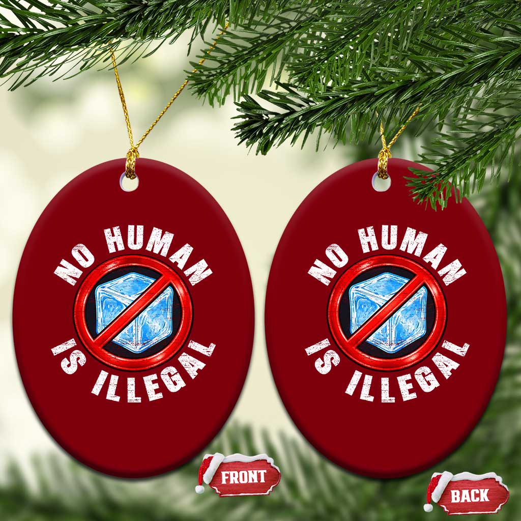Abolish Ice No Human is Illegal Ceramic Ornament Retro Protest Subtle FDT TS10 Print Your Wear