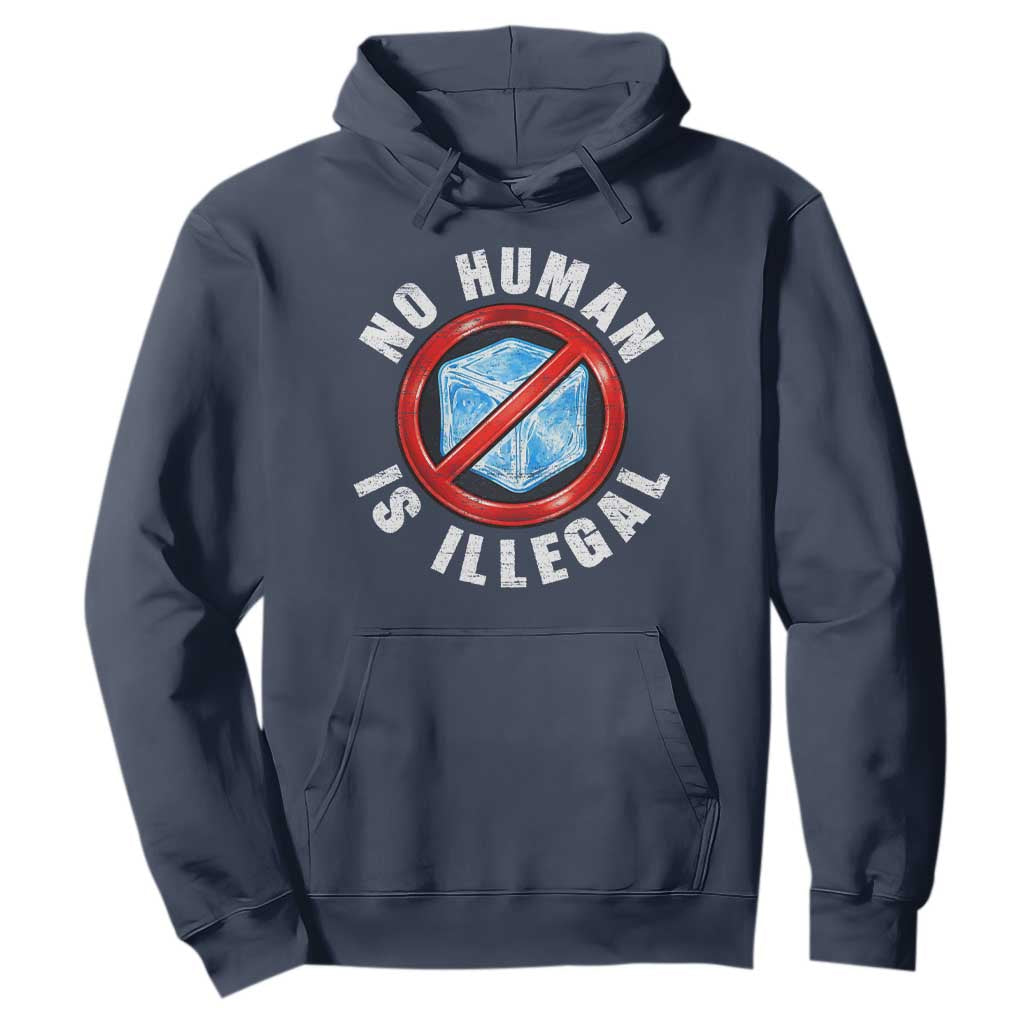 Abolish Ice No Human is Illegal Hoodie Retro Protest Subtle FDT TS10 Navy Print Your Wear