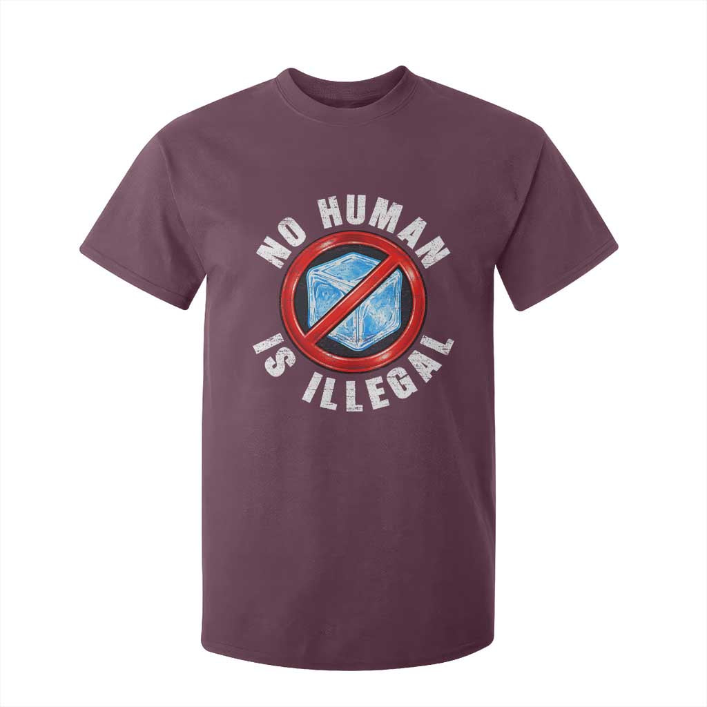 Abolish Ice No Human is Illegal T Shirt For Kid Retro Protest Subtle FDT TS10 Maroon Print Your Wear