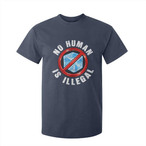Abolish Ice No Human is Illegal T Shirt For Kid Retro Protest Subtle FDT TS10 Navy Print Your Wear