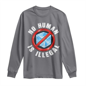 Abolish Ice No Human is Illegal Long Sleeve Shirt Retro Protest Subtle FDT TS10 Charcoal Print Your Wear