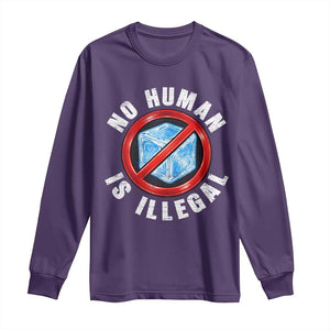 Abolish Ice No Human is Illegal Long Sleeve Shirt Retro Protest Subtle FDT TS10 Purple Print Your Wear