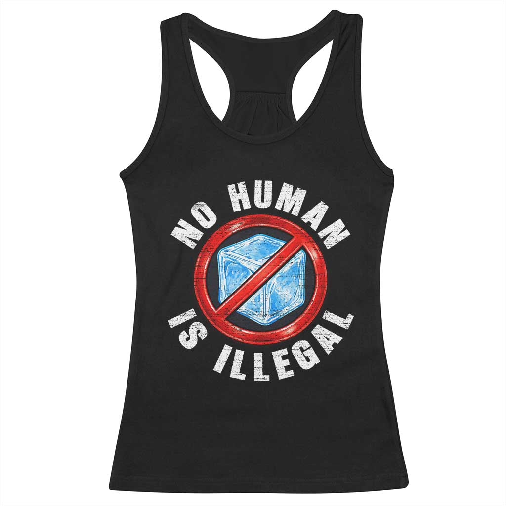 Abolish Ice No Human is Illegal Racerback Tank Top Retro Protest Subtle FDT TS10 Black Print Your Wear
