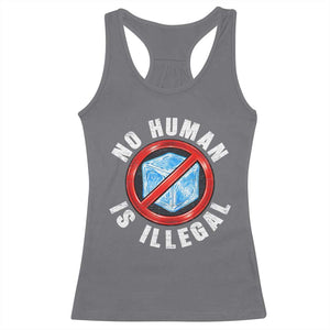 Abolish Ice No Human is Illegal Racerback Tank Top Retro Protest Subtle FDT TS10 Charcoal Print Your Wear