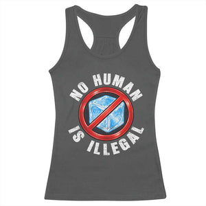 Abolish Ice No Human is Illegal Racerback Tank Top Retro Protest Subtle FDT TS10 Dark Heather Print Your Wear