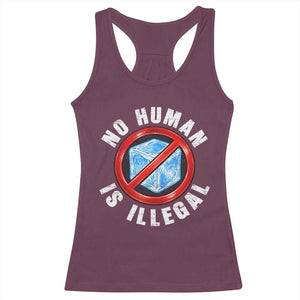 Abolish Ice No Human is Illegal Racerback Tank Top Retro Protest Subtle FDT TS10 Maroon Print Your Wear
