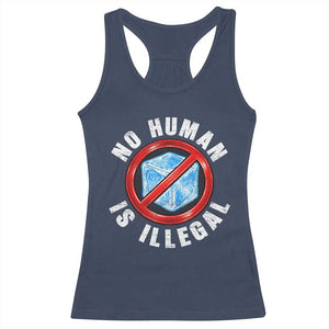 Abolish Ice No Human is Illegal Racerback Tank Top Retro Protest Subtle FDT TS10 Navy Print Your Wear