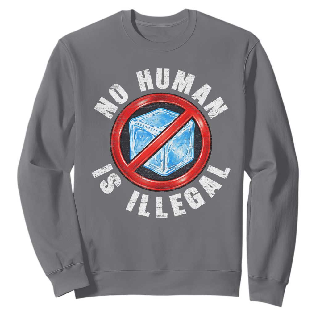 Abolish Ice No Human is Illegal Sweatshirt Retro Protest Subtle FDT TS10 Charcoal Print Your Wear