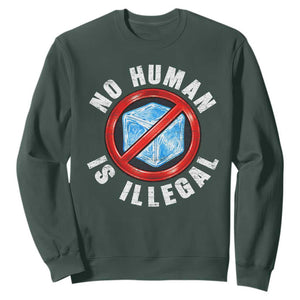 Abolish Ice No Human is Illegal Sweatshirt Retro Protest Subtle FDT TS10 Dark Forest Green Print Your Wear