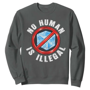 Abolish Ice No Human is Illegal Sweatshirt Retro Protest Subtle FDT TS10 Dark Heather Print Your Wear