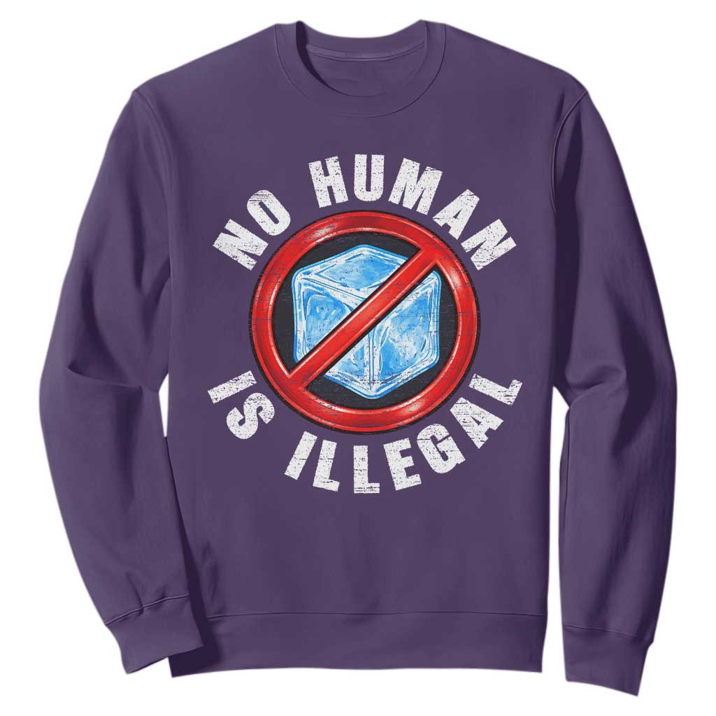 Abolish Ice No Human is Illegal Sweatshirt Retro Protest Subtle FDT TS10 Purple Print Your Wear