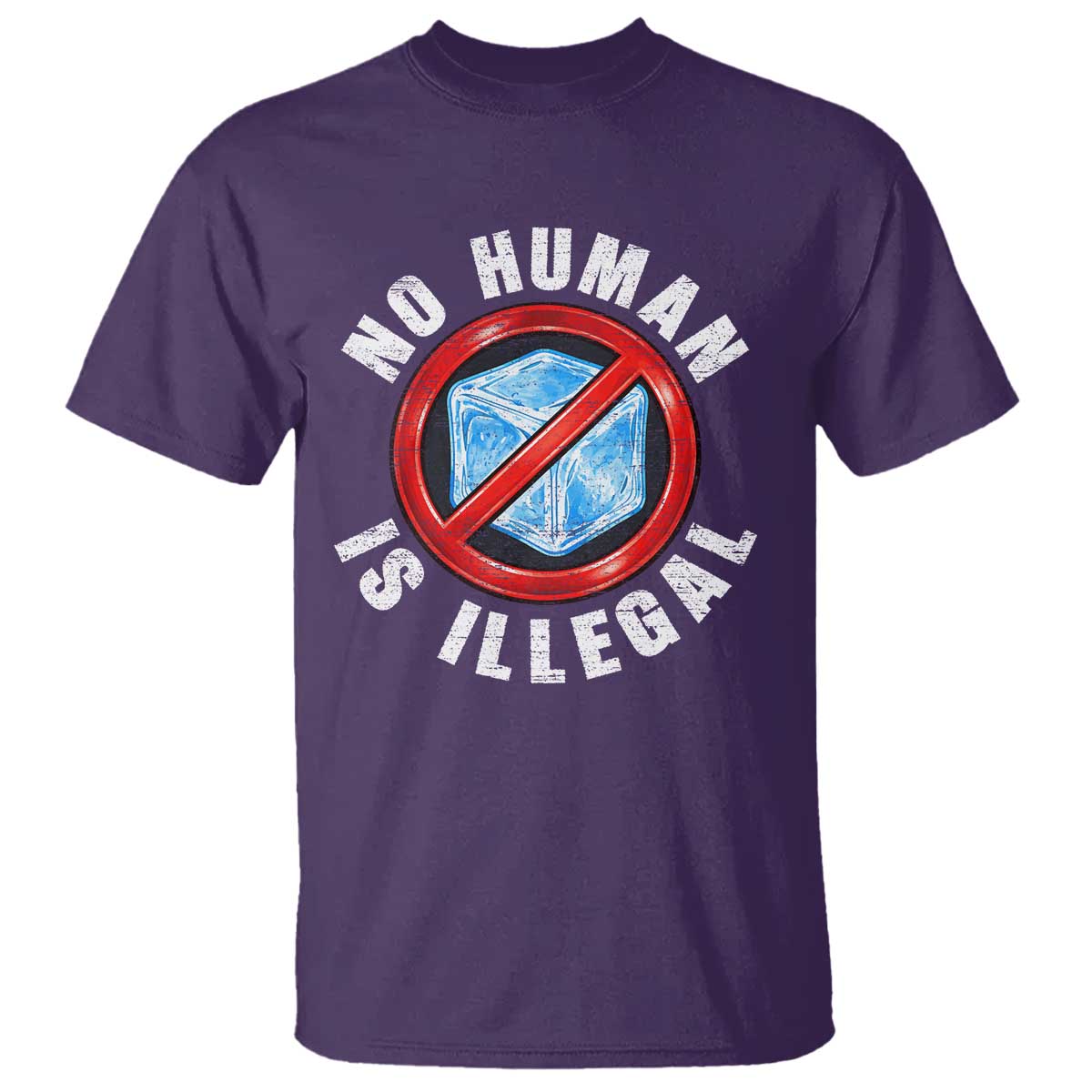 Abolish Ice No Human is Illegal T Shirt Retro Protest Subtle FDT TS10 Purple Print Your Wear