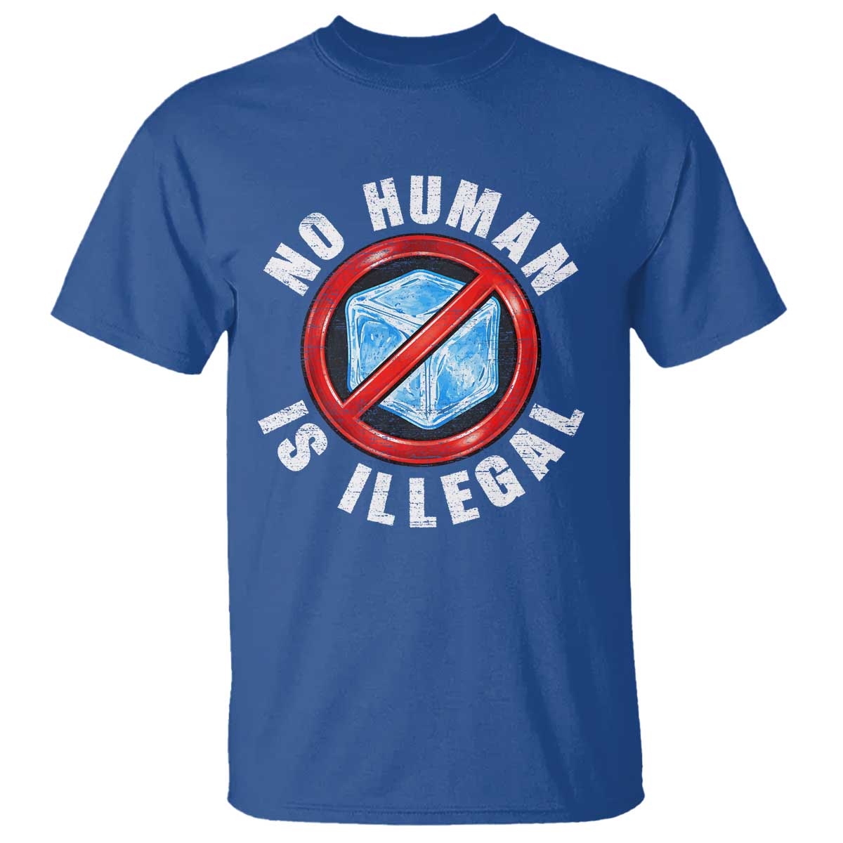 Abolish Ice No Human is Illegal T Shirt Retro Protest Subtle FDT TS10 Royal Blue Print Your Wear