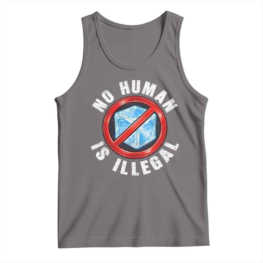 Abolish Ice No Human is Illegal Tank Top Retro Protest Subtle FDT TS10 Deep Heather Print Your Wear