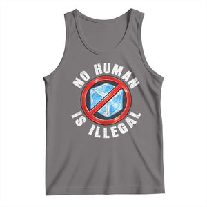 Abolish Ice No Human is Illegal Tank Top Retro Protest Subtle FDT TS10 Deep Heather Print Your Wear