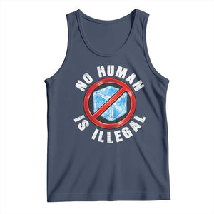 Abolish Ice No Human is Illegal Tank Top Retro Protest Subtle FDT TS10 Navy Print Your Wear