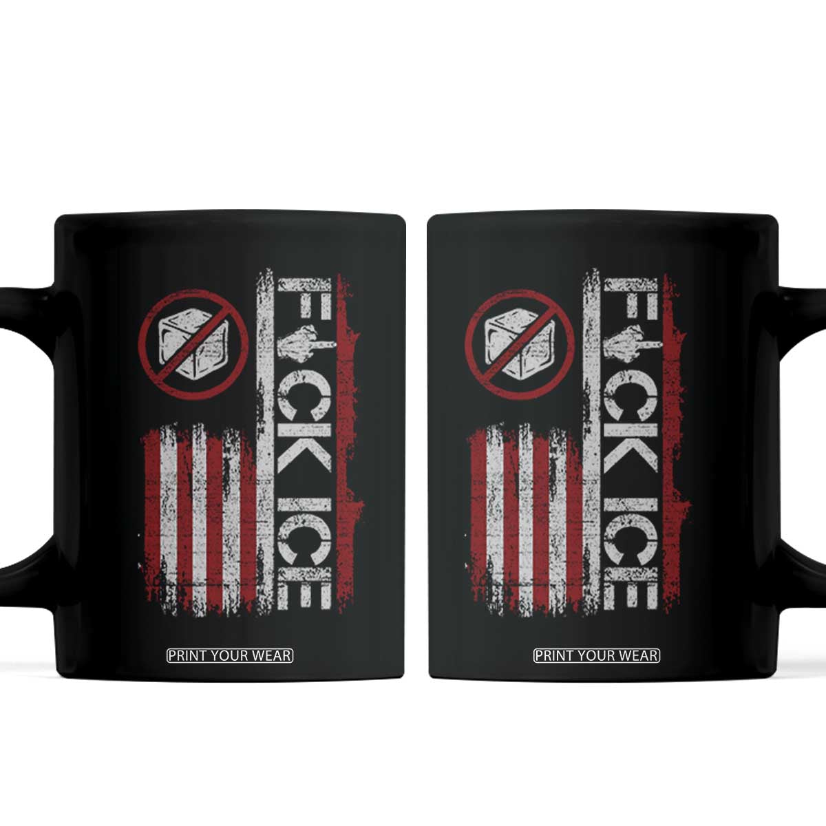 Fck Ice Coffee Mug Retro US Flag Subtle FDT Protest TS10 Black Print Your Wear