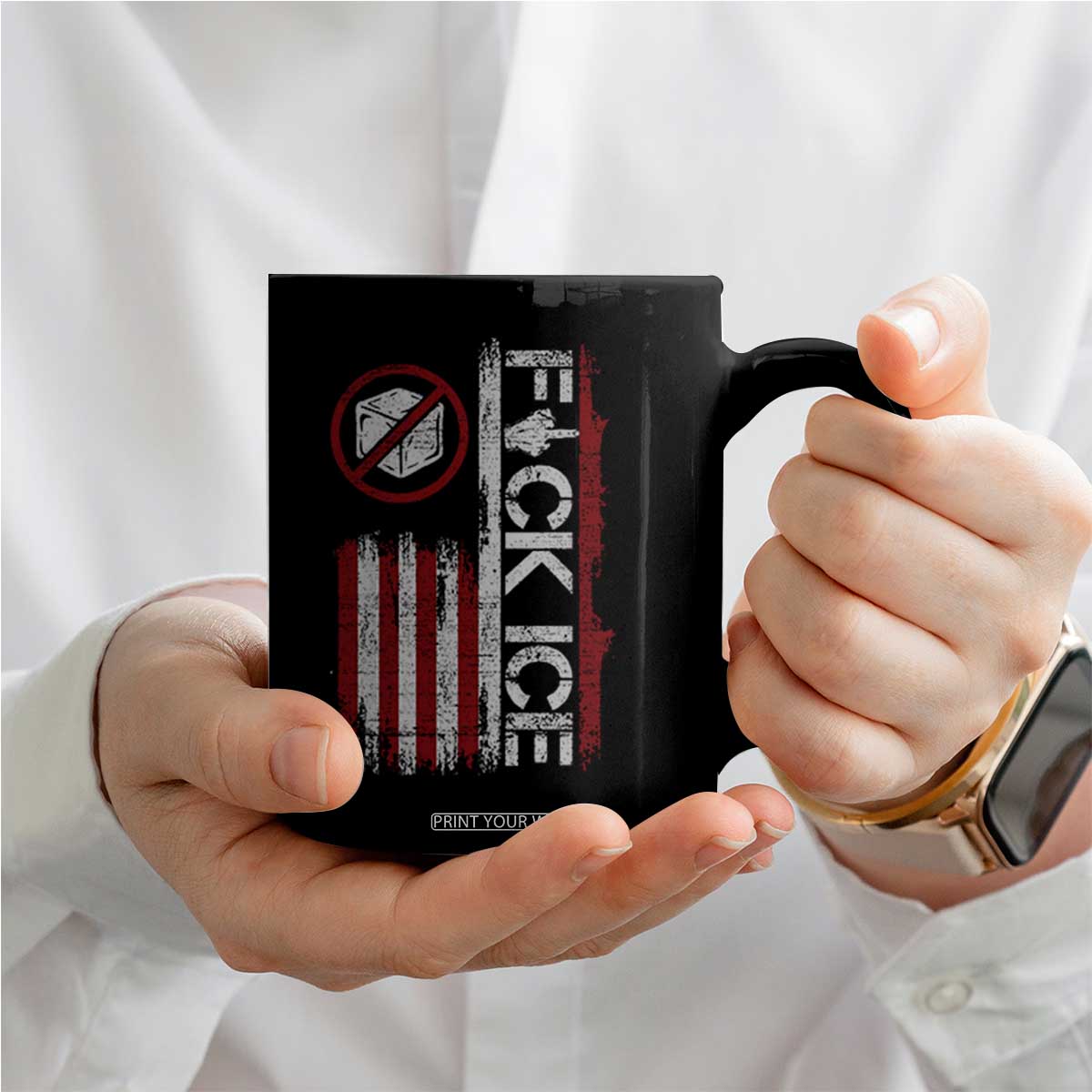 Fck Ice Coffee Mug Retro US Flag Subtle FDT Protest TS10 Print Your Wear