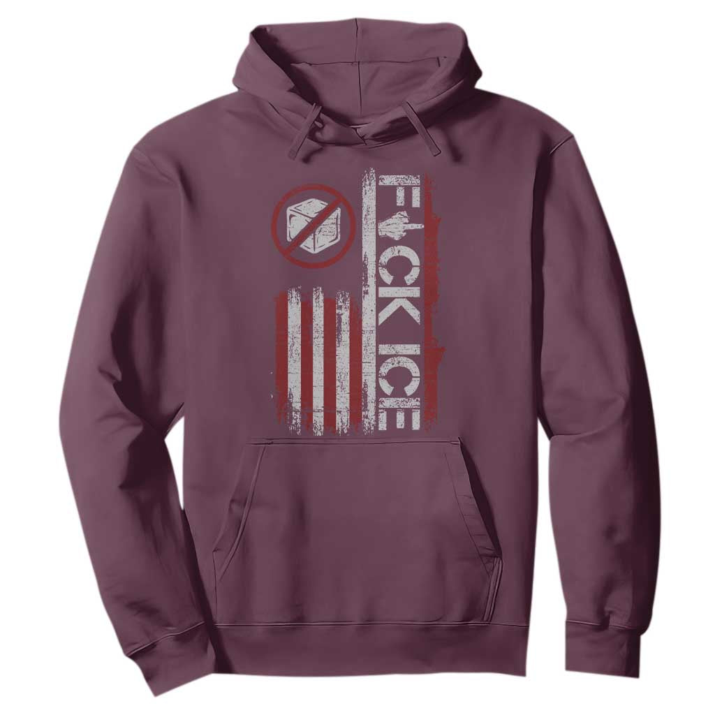 Fck Ice Hoodie Retro US Flag Subtle FDT Protest TS10 Maroon Print Your Wear