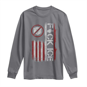 Fck Ice Long Sleeve Shirt Retro US Flag Subtle FDT Protest TS10 Charcoal Print Your Wear