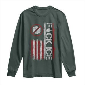 Fck Ice Long Sleeve Shirt Retro US Flag Subtle FDT Protest TS10 Dark Forest Green Print Your Wear