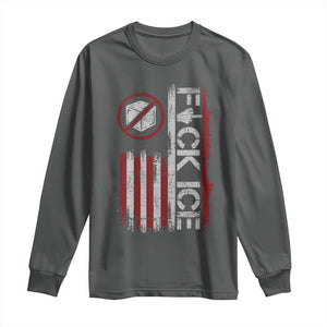 Fck Ice Long Sleeve Shirt Retro US Flag Subtle FDT Protest TS10 Dark Heather Print Your Wear