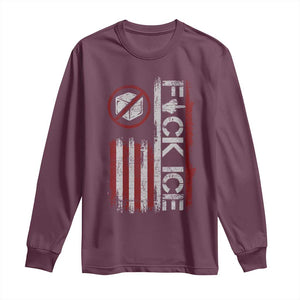 Fck Ice Long Sleeve Shirt Retro US Flag Subtle FDT Protest TS10 Maroon Print Your Wear