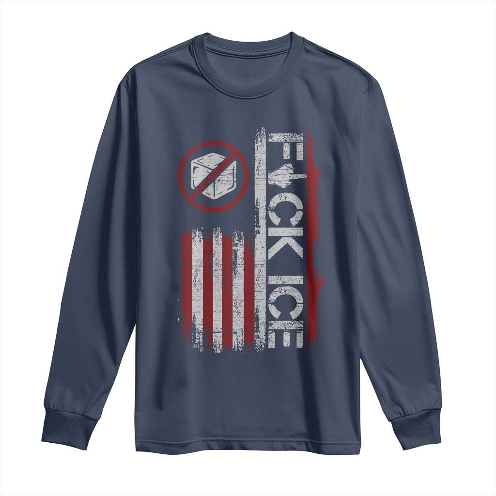 Fck Ice Long Sleeve Shirt Retro US Flag Subtle FDT Protest TS10 Navy Print Your Wear