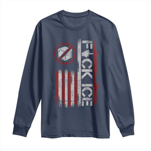 Fck Ice Long Sleeve Shirt Retro US Flag Subtle FDT Protest TS10 Navy Print Your Wear