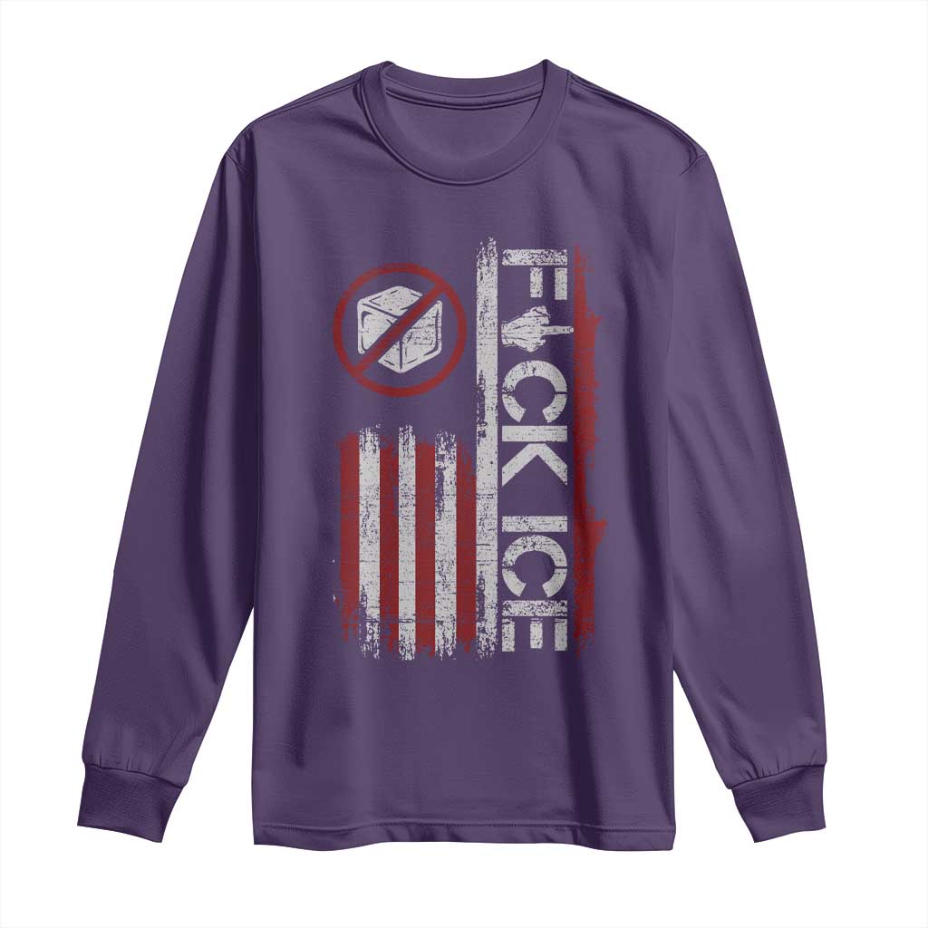 Fck Ice Long Sleeve Shirt Retro US Flag Subtle FDT Protest TS10 Purple Print Your Wear