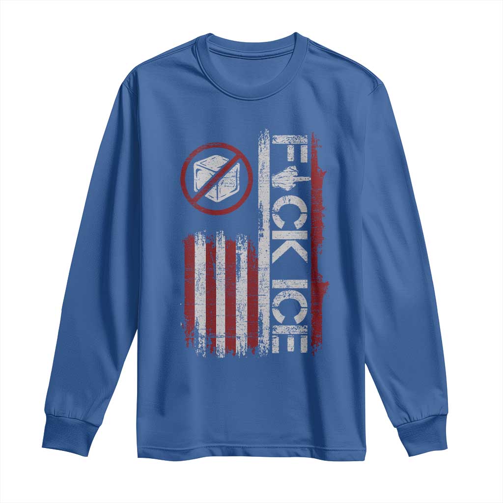 Fck Ice Long Sleeve Shirt Retro US Flag Subtle FDT Protest TS10 Royal Blue Print Your Wear