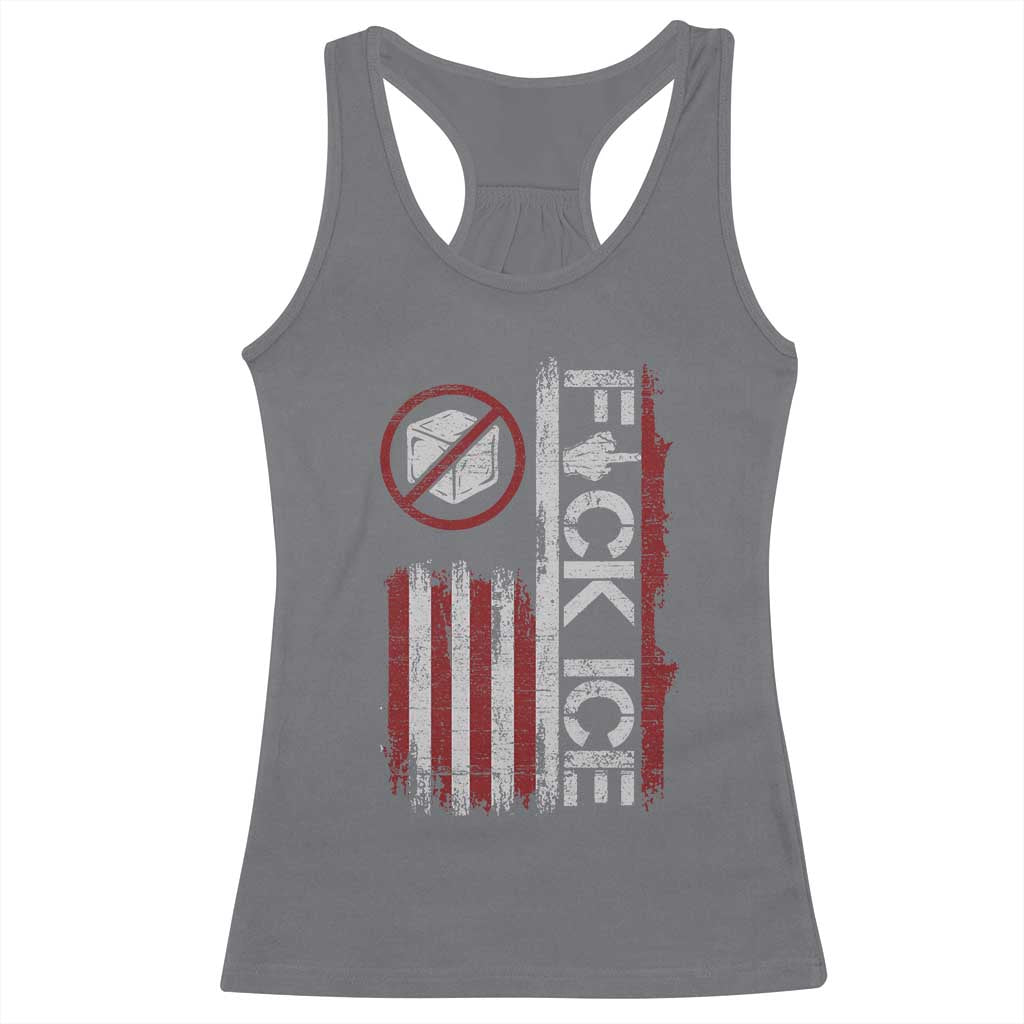 Fck Ice Racerback Tank Top Retro US Flag Subtle FDT Protest TS10 Charcoal Print Your Wear