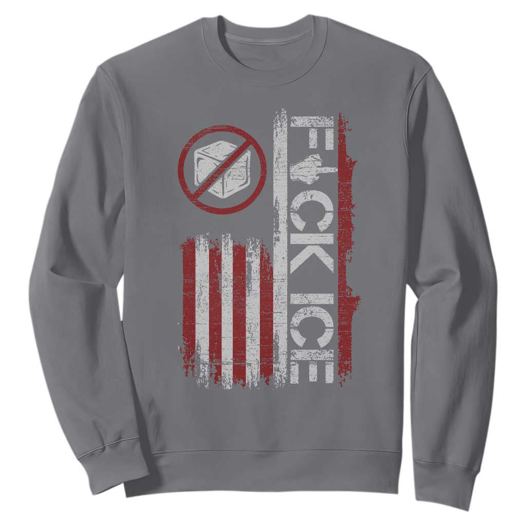 Fck Ice Sweatshirt Retro US Flag Subtle FDT Protest TS10 Charcoal Print Your Wear