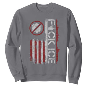 Fck Ice Sweatshirt Retro US Flag Subtle FDT Protest TS10 Charcoal Print Your Wear