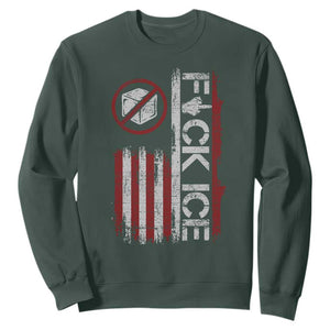 Fck Ice Sweatshirt Retro US Flag Subtle FDT Protest TS10 Dark Forest Green Print Your Wear