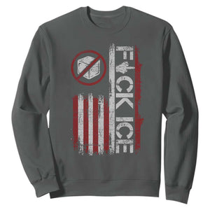 Fck Ice Sweatshirt Retro US Flag Subtle FDT Protest TS10 Dark Heather Print Your Wear