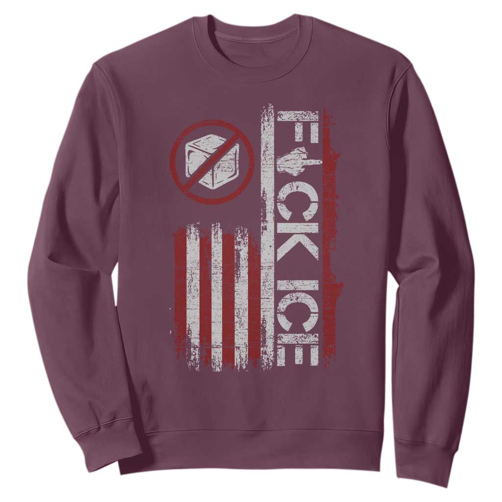Fck Ice Sweatshirt Retro US Flag Subtle FDT Protest TS10 Maroon Print Your Wear